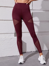 Contrast Mesh Sports Leggings With Phone Pocket FD